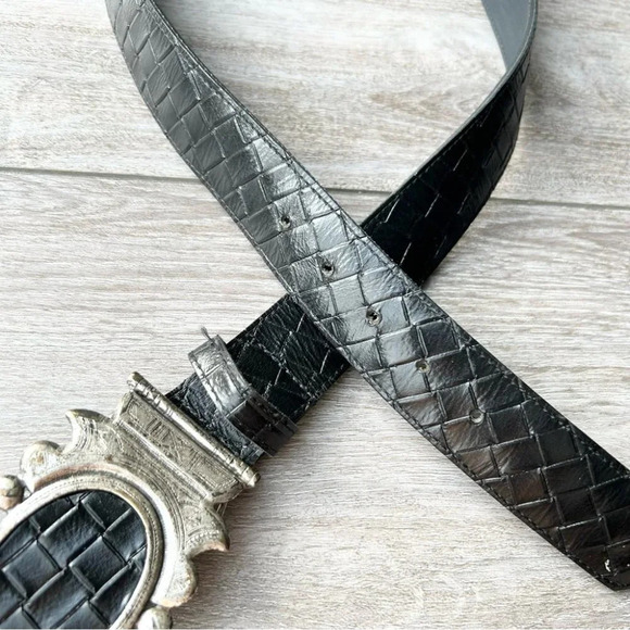 Kudos Braided Leather Belt With NBEL Vintage Buckle Made in  Italy Unisex - Picture 4 of 14